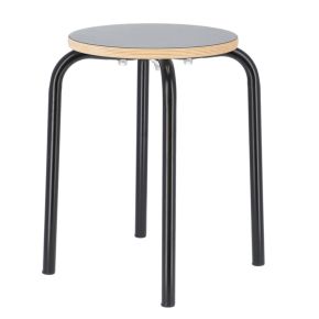 Jan Kurtz Hocker PARIS, Gestell: Stahlrohr schwarz, Sitz: Laminat schwarz, 46cm hoch