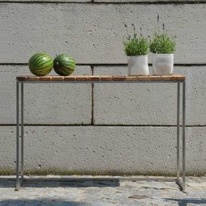Jan Kurtz Konsolentisch LUX Gestell Inox Platte Teak 100 x 34 x 64 cm