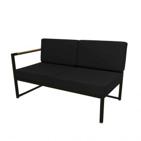 Jan Kurtz 2-Sitzer Sofa LUX LOUNGE, Edelstahl schwarz mit Armlehne links, inkl. Kissen mit Polyacryl-Bezug schwarz