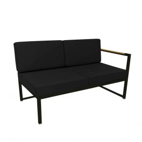 Jan Kurtz 2-Sitzer Sofa LUX LOUNGE, Edelstahl schwarz mit Armlehne rechts, inkl. Kissen mit Polyacryl-Bezug schwarz