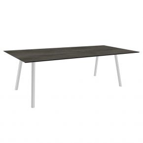 Stern Tisch INTERNO Rundrohr 220x100x75 cm Edelstahl mit Tischplatte Silverstar 2.0 Zement