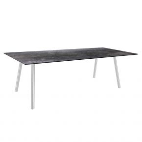 Stern Tisch INTERNO Rundrohr 220x100x75 cm Edelstahl mit Tischplatte Silverstar 2.0 Dark Marble