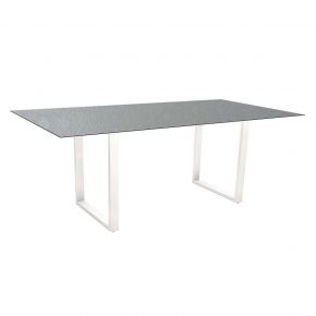 Stern Kufentisch 200x100 cm Aluminium weiß mit Tischplatte Silverstar 2.0 Dekor Vintage shell
