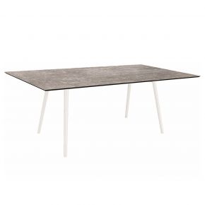 Stern Tisch 180x100cm Interno Rundrohr konisch Aluminium weiß/ Silverstar 2.0 Metallic grau