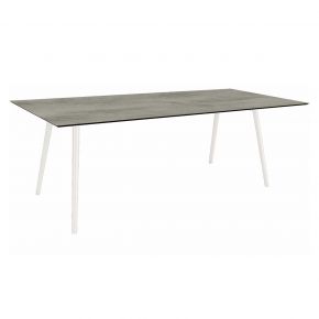 Stern Tisch 220x100cm Interno Rundrohr konisch Aluminium weiß/ Silverstar 2.0 Zement