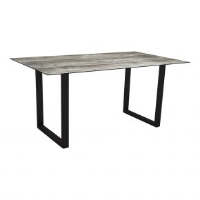 Stern Kufentisch 160x90 cm Aluminium schwarz matt mit Tischplatte Silverstar 2.0 Tundra grau