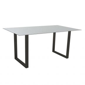 Stern Kufentisch Aluminium anthrazit mit Tischplatte Silverstar 2.0 160x90, Dekor Uni grau