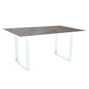Stern Kufentisch Aluminium weiß mit Tischplatte Silverstar 2.0, 160x90, Dekor Smoky