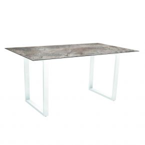 Stern Kufentisch Aluminium weiß mit Tischplatte Silverstar 2.0, 160x90, Dekor Tundra grau