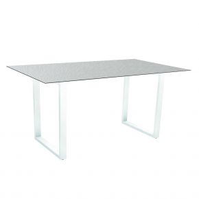 Stern Kufentisch Aluminium weiß mit Tischplatte Silverstar 2.0 160x90, Dekor Uni grau