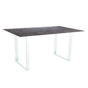 Stern Kufentisch Aluminium weiß mit Tischplatte Silverstar 2.0, 160x90, Dekor Vintage grau