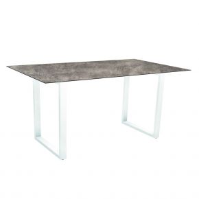 Stern Kufentisch Aluminium weiß mit Tischplatte Silverstar 2.0, 160x90, Dekor Zement