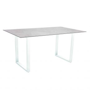 Stern Kufentisch Aluminium weiß mit Tischplatte Silverstar 2.0, 200x100, Dekor Zement hell