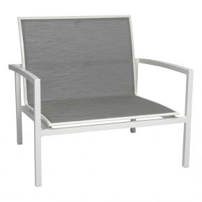 Stern SKELBY Lounge Sessel weiß mit Textilenbezug silber