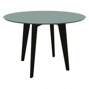 Stern Tisch Ø 110 cm Aluminium schwarz matt mit mit Tischplatte Silverstar 2.0 Nordic green