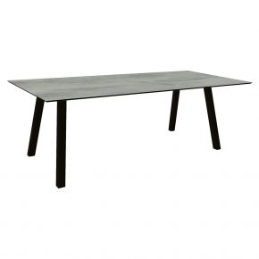 Stern Tisch 220x100cm Interno Vierkantr. Alum. schwarz matt mit Tischplatte Silverstar 2.0 Zement
