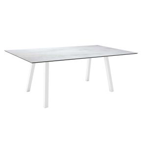 Stern Tisch INTERNO Vierkantrohr 180x100x75 cm Alu weiß mit Tischplatte Silverstar 2.0 Zement hell