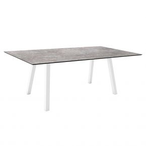 Stern Tisch INTERNO Vierkantrohr 180x100x75 cm Alu weiß mit Tischplatte Silverstar 2.0 Metallic grau