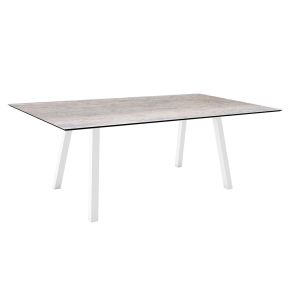 Stern Tisch INTERNO Vierkantrohr 180x100x75 cm Alu weiß mit Tischplatte Silverstar 2.0 Smoky