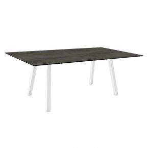 Stern Tisch INTERNO Vierkantrohr 180x100x75 cm Alu weiß mit Tischplatte Silverstar 2.0 Zement