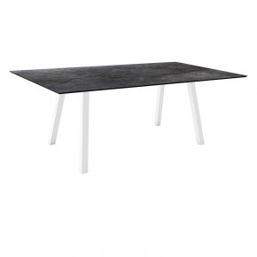 Stern Tisch INTERNO Vierkantrohr 180x100x75 cm Alu weiß mit Tischplatte Silverstar 2.0 Dark Marble