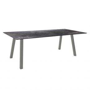 Stern Tisch INTERNO Vierkantrohr 220x100x75 cm Alu graphit mit Tischplatte Silverstar 2.0 Dark Marble