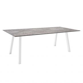 Stern Tisch INTERNO Vierkantrohr 220x100x75 cm Alu weiß mit Tischplatte Silverstar 2.0 Metallic grau