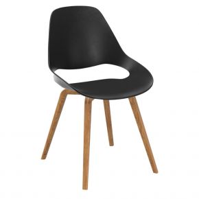 Houe FALK Stuhl mit tiefer Armlehne und Holzgestell aus Eichenfurnier und Schale: schwarz
