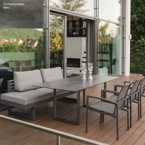 Stern Gartenmöbel-Set NEW HOLLY DINING mit Kufentisch 200x100 cm Dekor Nitro und 3x Stapelsessel SKELBY