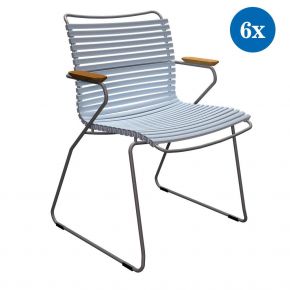 6x Gartenstuhle Set Houe CLICK Gartenstuhl mit Armlehne - Dusty light blue