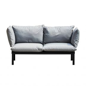 Jan Kurtz 2-Sitzer Sofa DOMINO, 140 x 70 x 85 cm, Gestell: Aluminium schwarz, inkl. Kissenset: graphit