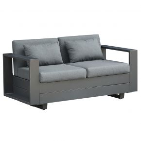 Lola Elements 2-Sitzer Lounge und Dining Aluminium graphite pulverbeschichtet inkl. Tuva dark grey Kissen mit Armlehne