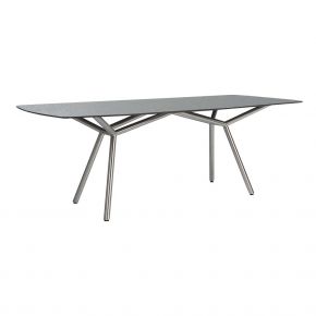 Stern Tisch 220x100 cm Edelstahl Rundrohr mit Tischplatte Silverstar 2.0 Dekor Uni grau