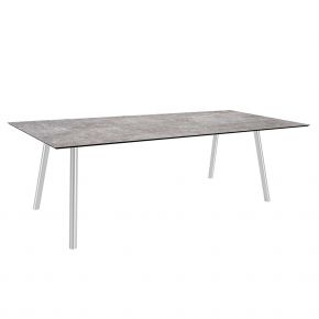 Stern Tisch INTERNO Rundrohr 220x100x75 cm Edelstahl mit Tischplatte Silverstar 2.0 Metallic grau