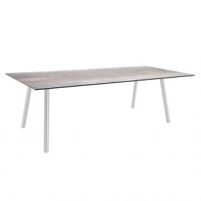 Stern Tisch INTERNO Rundrohr 220x100x75 cm Edelstahl mit Tischplatte Silverstar 2.0 Smoky