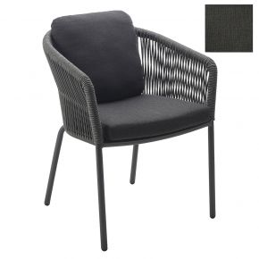 Solpuri LOOP Dining Sessel, inkl. Sitzpolster / Rückenkissen eckig 42 x 42cm - Aluminium String-Flex anthrazit / Bombay graphite