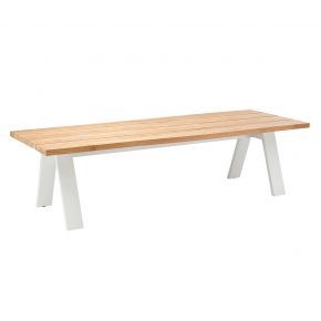 Solpuri TIMBER Tisch 280 x 100 cm - Aluminium weiß / Teak new