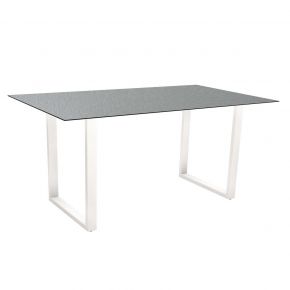 Stern Kufentisch 160x90 cm Aluminium weiß mit Tischplatte Silverstar 2.0 Dekor Vintage shell