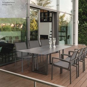 Stern Gartenmöbel Set Kufentisch 200x100 mit 6 Stühle Skelby 7-teilig