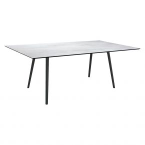 Stern Tisch 180x100cm Interno Rundrohr konisch Alum. schwarz matt/Tischpl. Silverstar 2.0 Zement hell