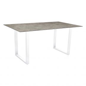 Stern Kufentisch 160x90 cm Aluminium weiß Tischplatte Silverstar 2.0 Slate stone