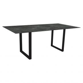 Stern Kufentisch 200x100 cm Aluminium schwarz matt mit Tischplatte Silverstar 2.0 Slate
