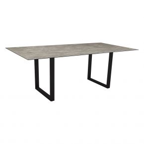 Stern Kufentisch 200x100 cm Aluminium schwarz matt Tischplatte Silverstar 2.0 Slate stone