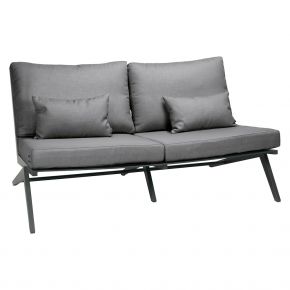 Stern Lounge-Sofa 2-Sitzer Jackie Aluminium anthrazit Kissen 100% Polyacryl seidengrau