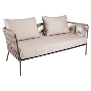 Stern Lounge-Sofa 2-Sitzer Marla Aluminium anthrazit Kordel salt Kissen 100% Polyacryl graubraun