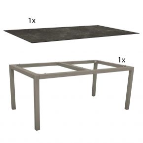 Stern Gartentisch 160x90 cm Classic Aluminium graphit mit Nivelliersystem Tischplatte Dekor Slate