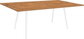 Stern Tisch 180x100cm Interno Rundrohr konisch Alum. weiß/Tischplatte Teak