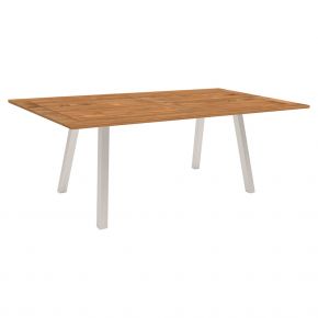 Stern Tisch 180x100cm Interno Vierkantrohr Edelstahl mit Tischplatte Teak