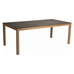 Stern Tisch 200x100 cm Teak Einzelbeine 60x60 mm Tischplatte Dekton Lava anthrazit
