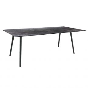Stern Tisch 220x100cm Interno Rundrohr konisch Alum. schwarz matt/Tischpl. Silverstar 2.0 Dark Marble